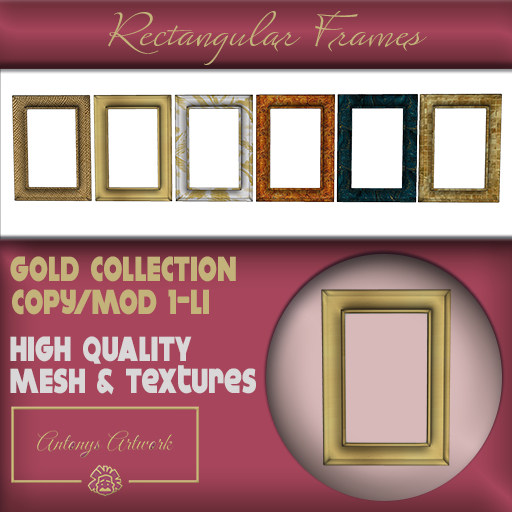 Second Life Marketplace *Antonys Artwork* Rectangular Frame (Gold